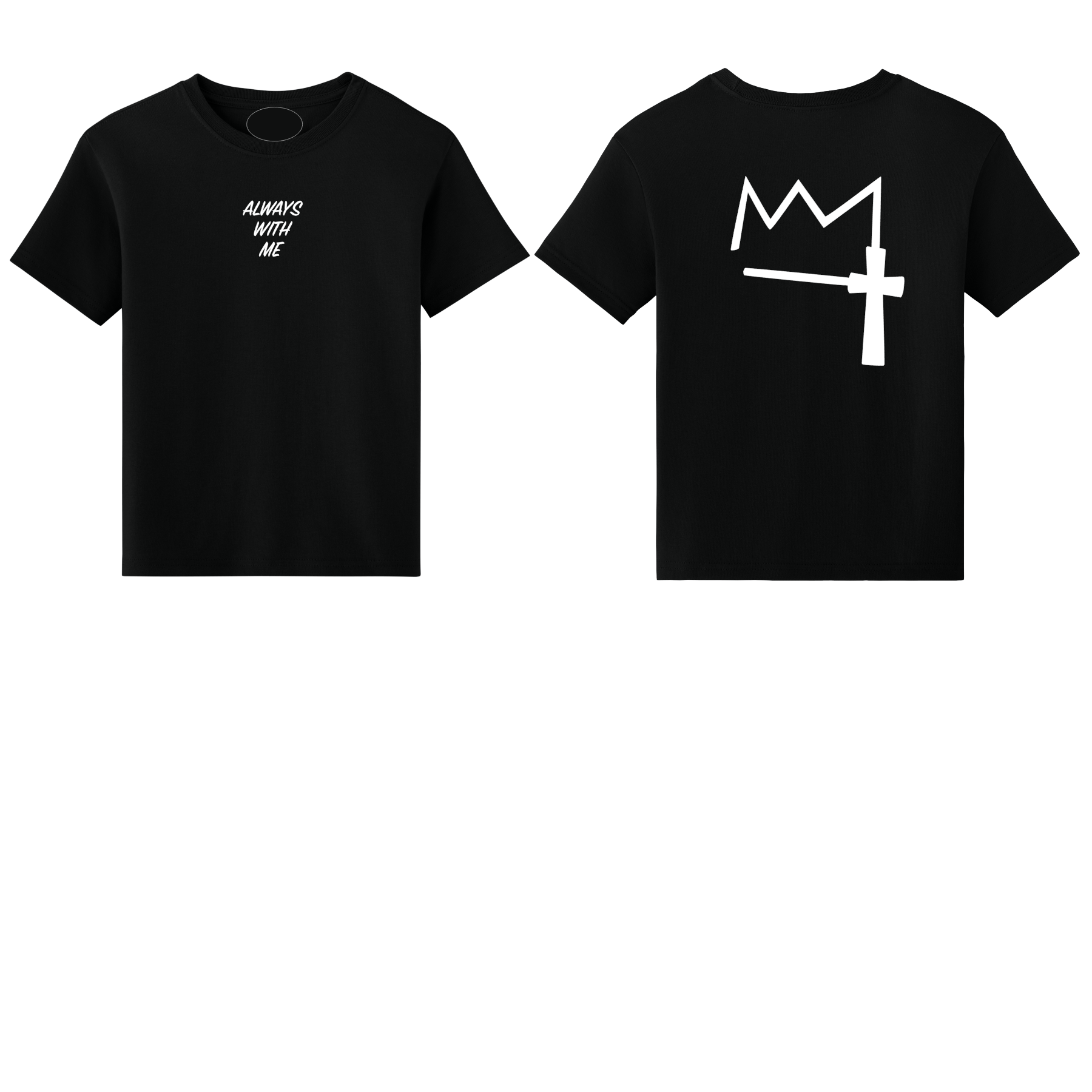 Youth Always With Me Black and White Logo Tee