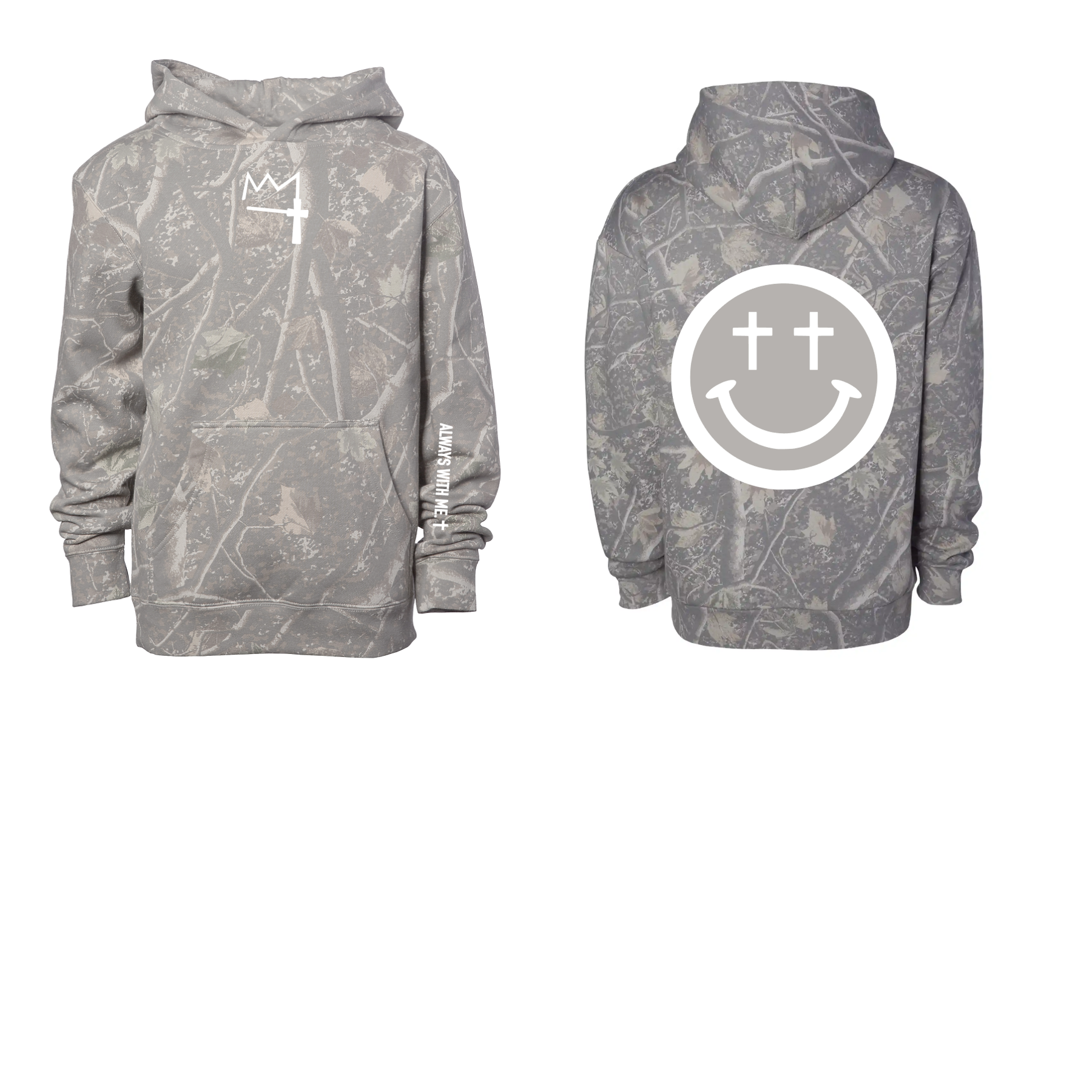 Youth Camo Smiley Cross Hoodie