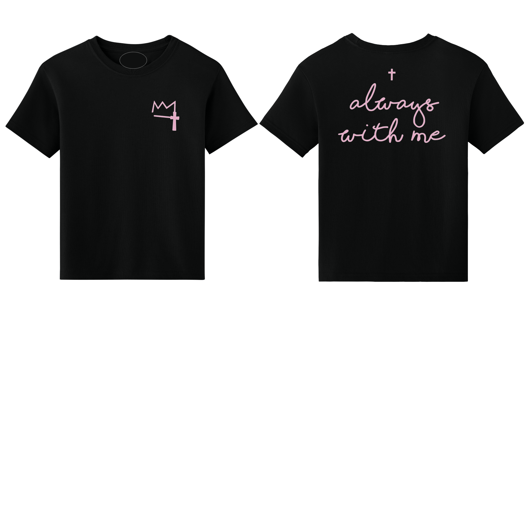 Youth Girls Black and Pink Always With Me Tee